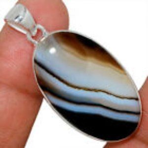 Beautiful Black Botswana Agate in solid 925 SS